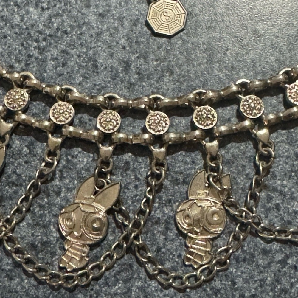 Vintage POWERPUFF GIRLS Silver Tone Waist Chain Charm Belt- Blossom Bubbles - Picture 9 of 12